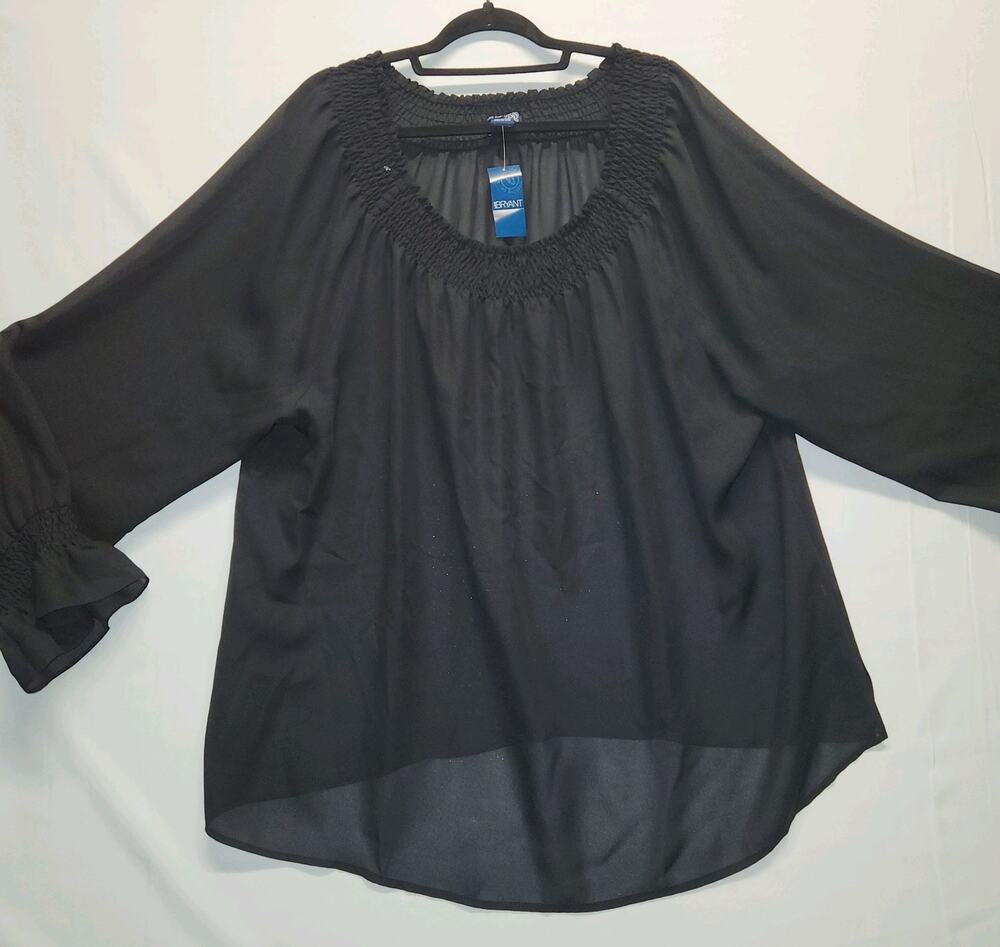 Vintage Venezia Lane Bryant Sheer Black Off The Shoulder Tunic Top 26/28